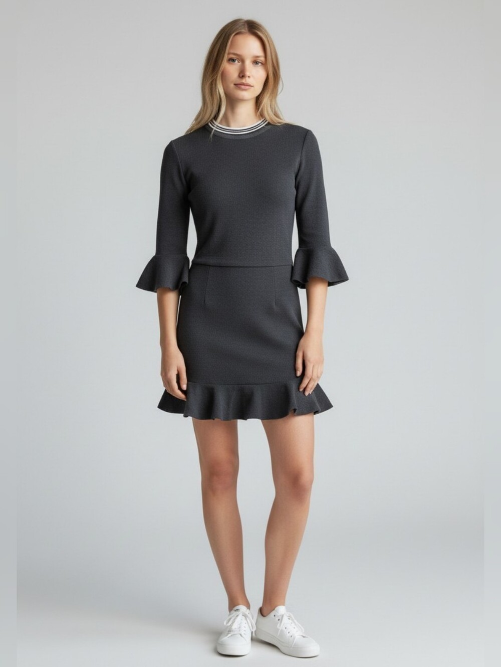 ​Rebecca Vallance Black Ruffle Mini Dress Size 4